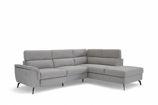 Fabric Linen Light Grey Right Hand Facing Reclining Corner Sofa with Storage TRIONFO