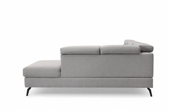 Fabric Linen Light Grey Right Hand Facing Reclining Corner Sofa with Storage TRIONFO