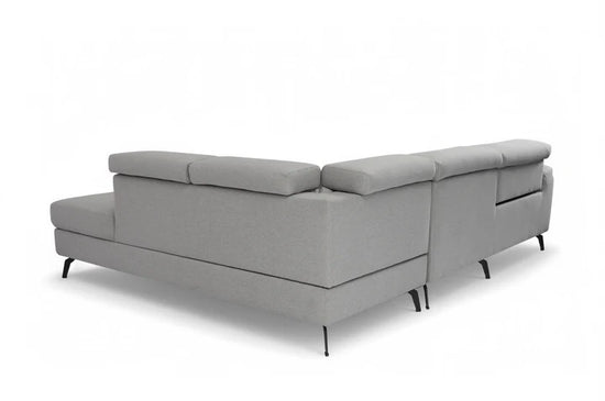 Fabric Linen Light Grey Right Hand Facing Reclining Corner Sofa with Storage TRIONFO