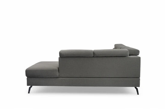 Fabric Linen Dark Grey Right Hand Facing Reclining Corner Sofa with Storage TRIONFO