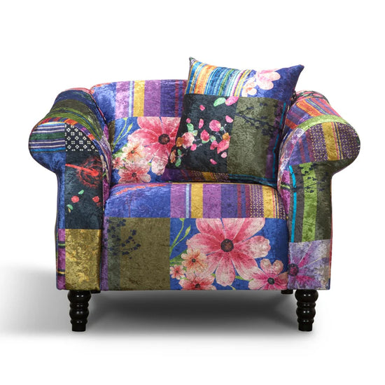 Fabric Patchwork 1 Seater Sofa AVICI GRIDA