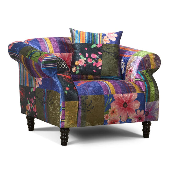 Fabric Patchwork 1 Seater Sofa AVICI GRIDA