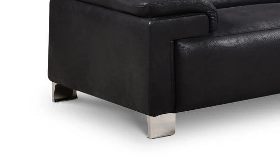 Faux Leather Black Suede Right Hand Facing Corner Sofa VENTO(1)