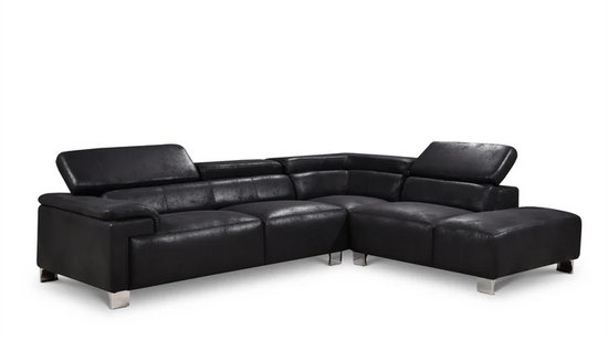 Faux Leather Black Suede Right Hand Facing Corner Sofa VENTO(1)