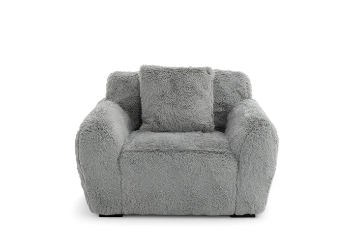 Faux Fur Grey 1 Seater Sofa CARAMELLO GOMMOSA