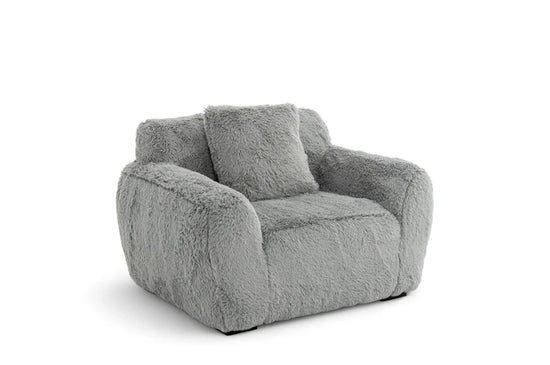Faux Fur Grey 1 Seater Sofa CARAMELLO GOMMOSA