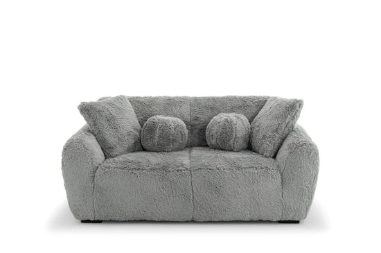 Faux Fur Grey 3 + 2 Seater Sofa Set CARAMELLO GOMMOSA