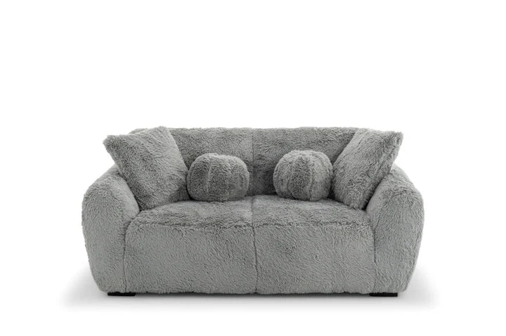 Faux Fur Grey 3 + 2 + 1 Seater Sofa Set CARAMELLO GOMMOSA