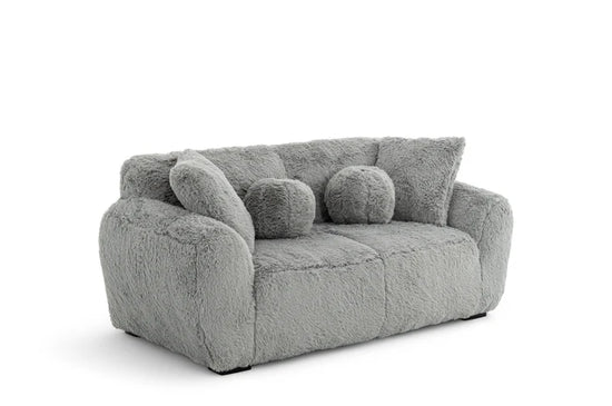 Faux Fur Grey 3 + 2 Seater Sofa Set CARAMELLO GOMMOSA
