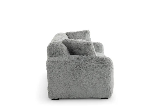 Faux Fur Grey 3 + 2 Seater Sofa Set CARAMELLO GOMMOSA