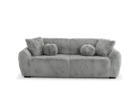 Faux Fur Grey 3 + 2 Seater Sofa Set CARAMELLO GOMMOSA