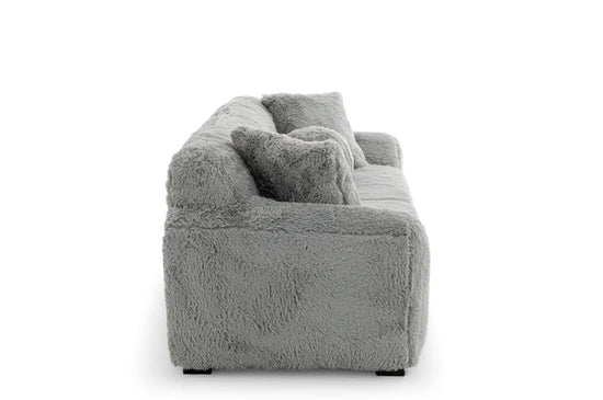 Faux Fur Grey 3 + 2 + 1 Seater Sofa Set CARAMELLO GOMMOSA