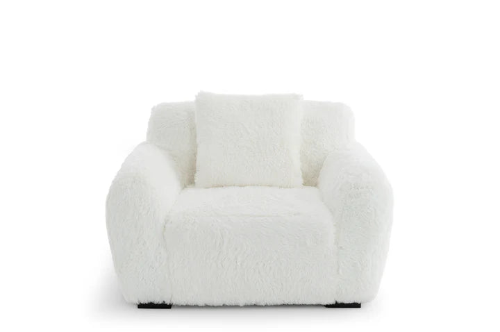 Faux Fur White 1 Seater Sofa CARAMELLO GOMMOSA