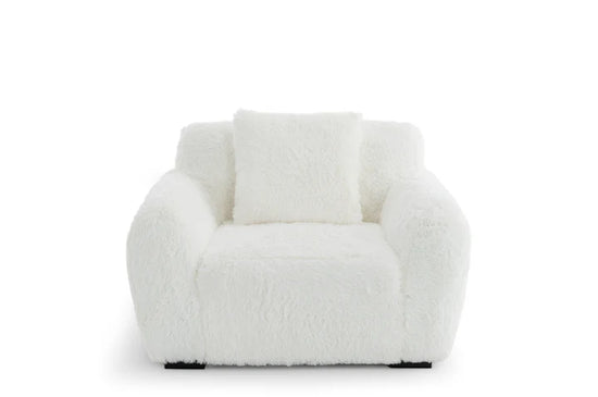 Faux Fur White 1 Seater Sofa CARAMELLO GOMMOSA