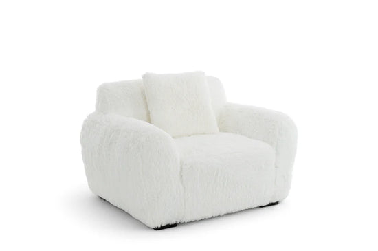 Faux Fur White 1 Seater Sofa CARAMELLO GOMMOSA