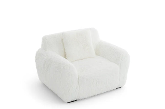 Faux Fur White 1 Seater Sofa CARAMELLO GOMMOSA