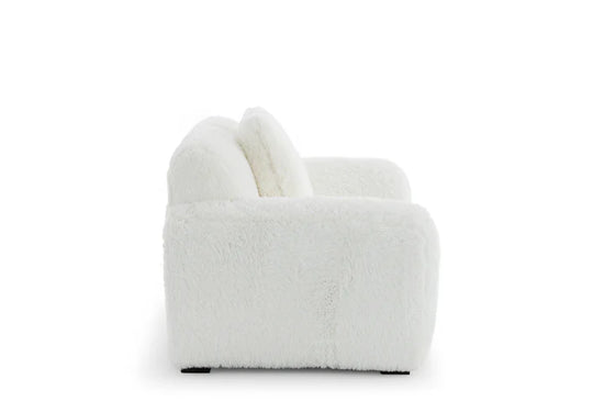 Faux Fur White 1 Seater Sofa CARAMELLO GOMMOSA