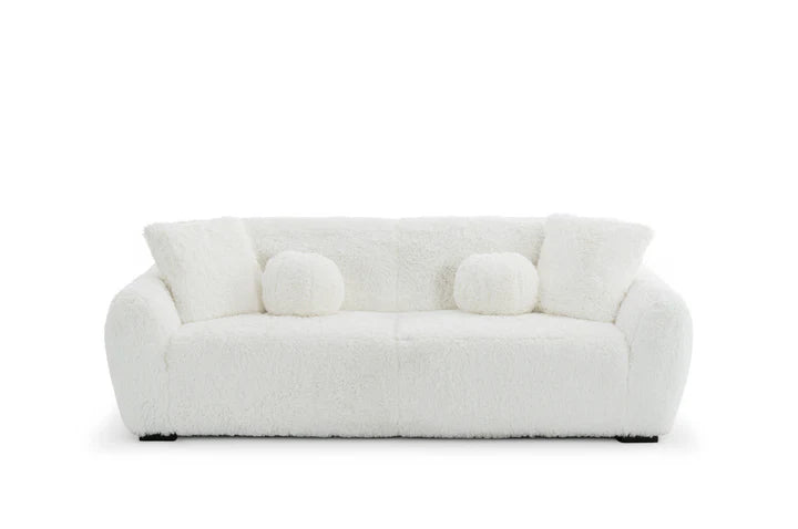 Faux Fur White 3 Seater Sofa CARAMELLO GOMMOSA