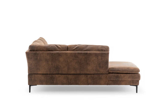 Faux Leather Suede Brown Left Hand Facing Corner Sofa MOLO