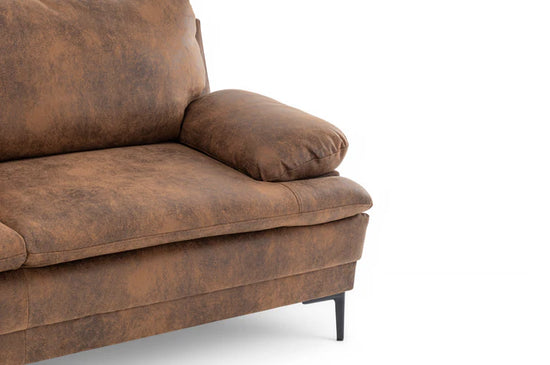 Faux Leather Suede Brown Left Hand Facing Corner Sofa MOLO