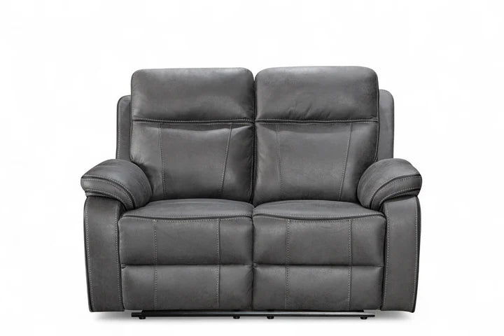Faux Leather Grey 3 + 2 + 1 Seater Manual Recliner Sofa Set ELEGANZA