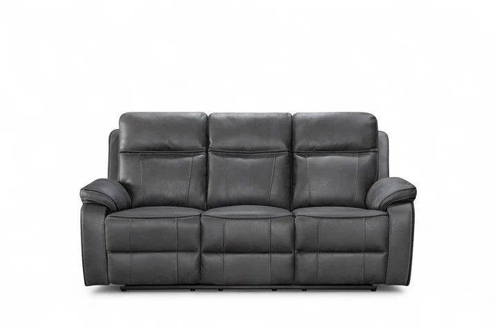 Faux Leather Grey 3 + 1 + 1 Seater Manual Recliner Sofa Set ELEGANZA