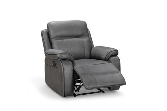 Faux Leather Grey 3 + 1 + 1 Seater Manual Recliner Sofa Set ELEGANZA