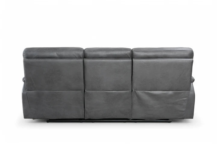 Faux Leather Grey 3 Seater Manual Recliner Sofa CHAISE