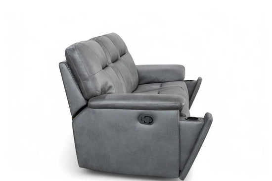 Faux Leather Grey 2 Seater Manual Recliner Sofa CHAISE
