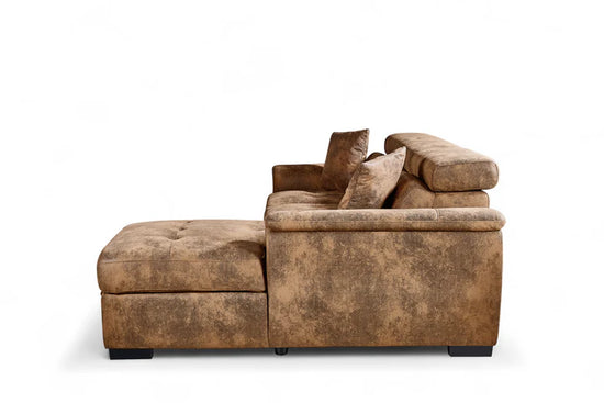 Faux Leather Suede Brown 2C1 Corner Sofabed with Storage DISCENDENTE DI WILL