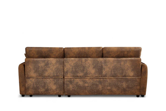 Faux Leather Suede Brown 2C1 Corner Sofabed with Storage CORAGGIOSO