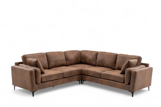Faux Leather Suede Brown Corner Sofa 2C2 QUARTIERE
