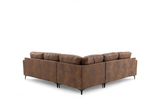 Faux Leather Suede Brown Corner Sofa 2C2 QUARTIERE