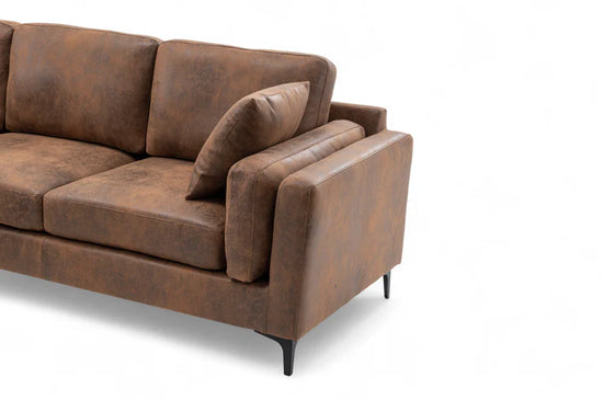 Faux Leather Suede Brown Corner Sofa 2C2 QUARTIERE