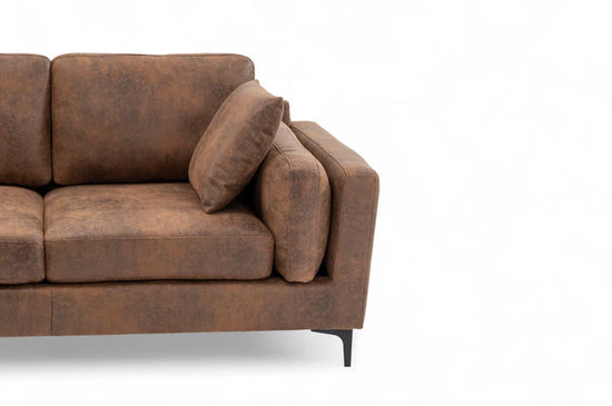 Faux Leather Suede Brown Corner Sofa 2C2 QUARTIERE