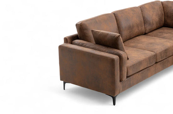 Faux Leather Suede Brown Corner Sofa 2C2 QUARTIERE