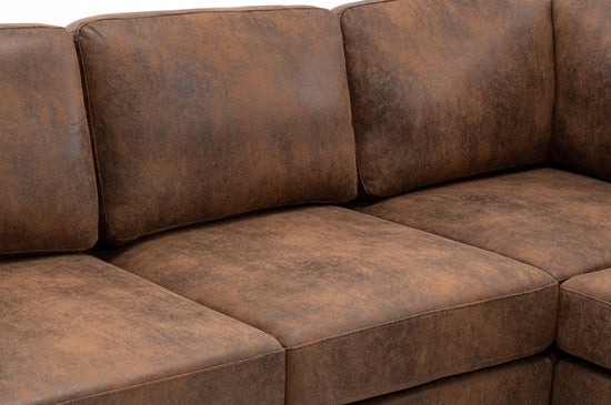 Faux Leather Suede Brown Corner Sofa 2C2 QUARTIERE
