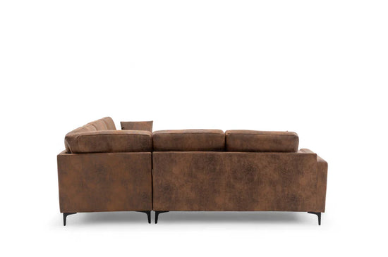 Faux Leather Suede Brown Corner Sofa 2C2 QUARTIERE