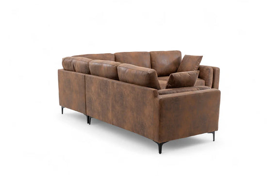 Faux Leather Suede Brown Corner Sofa 2C2 QUARTIERE