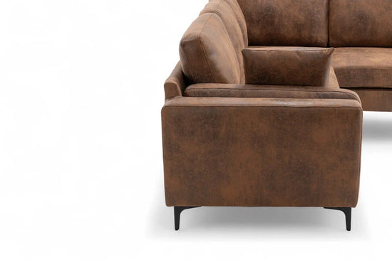 Faux Leather Suede Brown Corner Sofa 2C2 QUARTIERE
