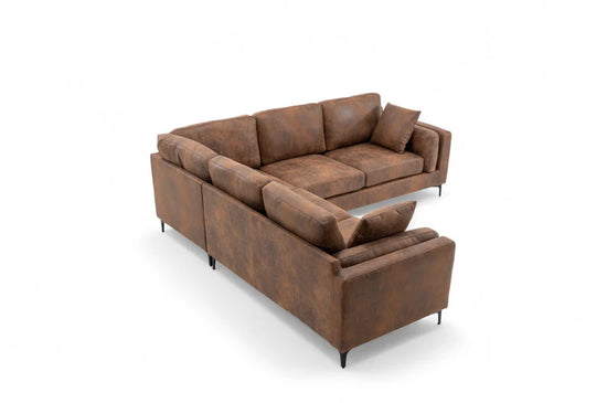 Faux Leather Suede Brown Corner Sofa 2C2 QUARTIERE
