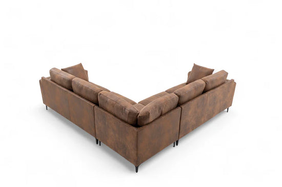 Faux Leather Suede Brown Corner Sofa 2C2 QUARTIERE