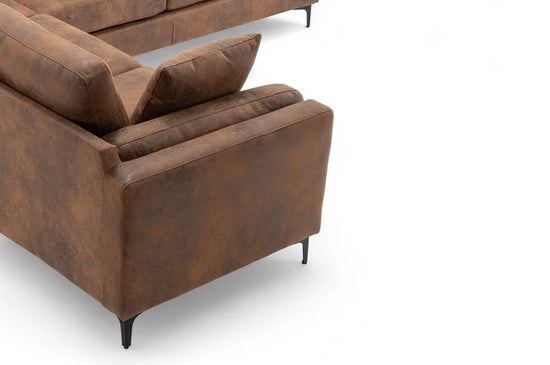 Faux Leather Suede Brown Corner Sofa 2C2 QUARTIERE