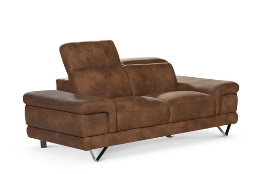 Faux Leather Suede Brown 2 Seater Sofa METROPOLI