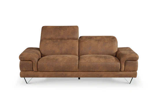 Faux Leather Suede Brown 2 Seater Sofa METROPOLI