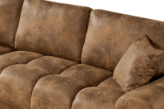 Faux Leather Suede Brown 1C2 Corner Sofa AIUTANTE
