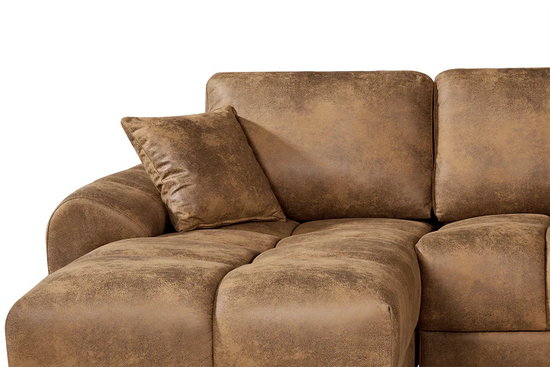 Faux Leather Suede Brown 1C2 Corner Sofa AIUTANTE