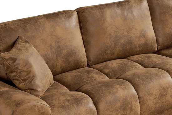 Faux Leather Suede Brown 2C1 Corner Sofa AIUTANTE