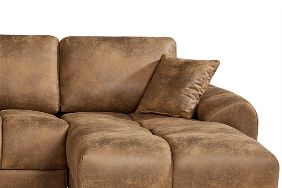 Faux Leather Suede Brown 2C1 Corner Sofa AIUTANTE