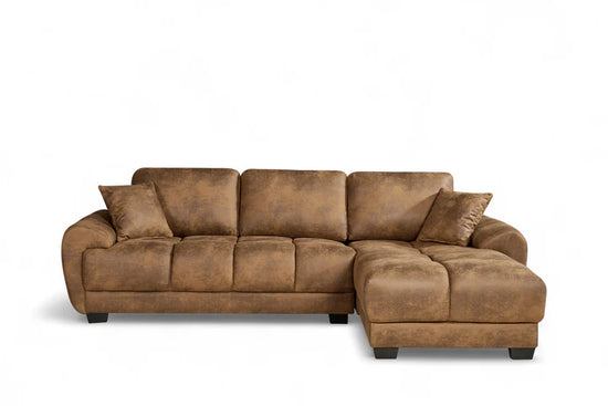 Faux Leather Suede Brown 2C1 Corner Sofa AIUTANTE